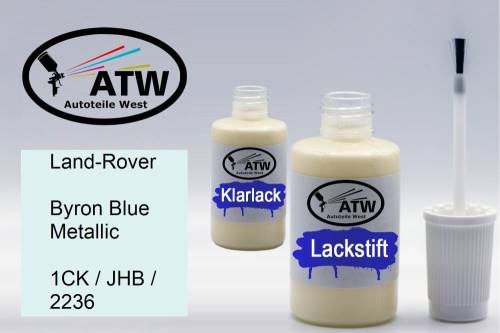 Land-Rover, Byron Blue Metallic, 1CK / JHB / 2236: 20ml Lackstift + 20ml Klarlack - Set, von ATW Autoteile West.